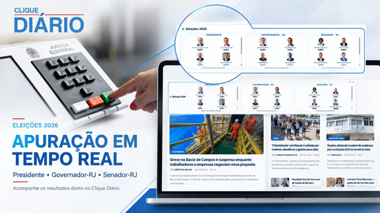 Clique Diário passa a disponibilizar, na parte superior da página, sistema de acompanhamento da apuração das Eleições 2026 em tempo real, com resultados por cargo, estado e município e atualização automática dos dados oficiais